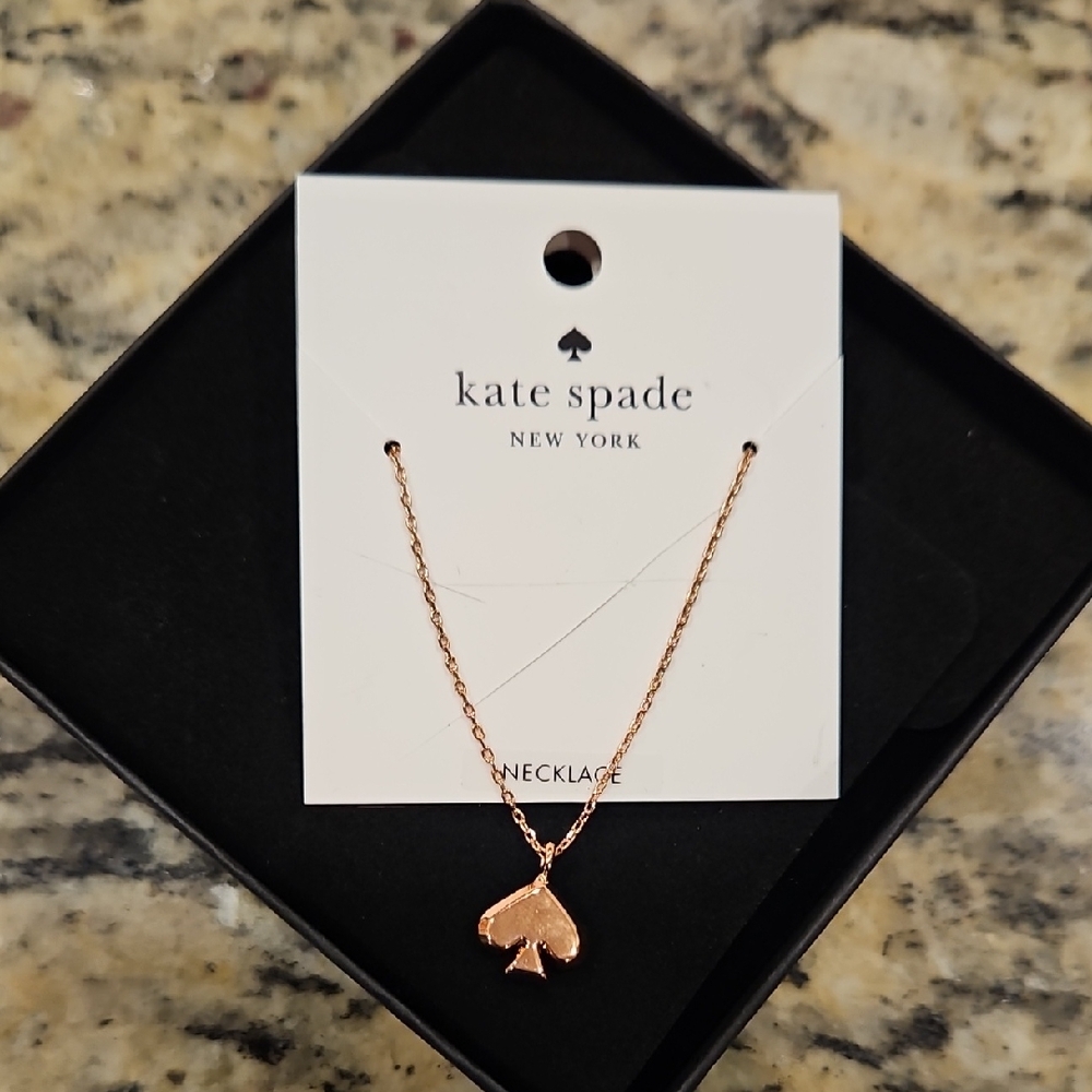Kate Spade Rose Gold "EVERYDAY SPADE" Pendant Necklace - NEW